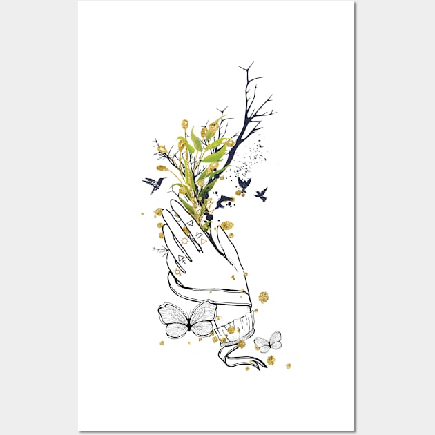 Flowered Boho Hand Wall Art by jobieh shop